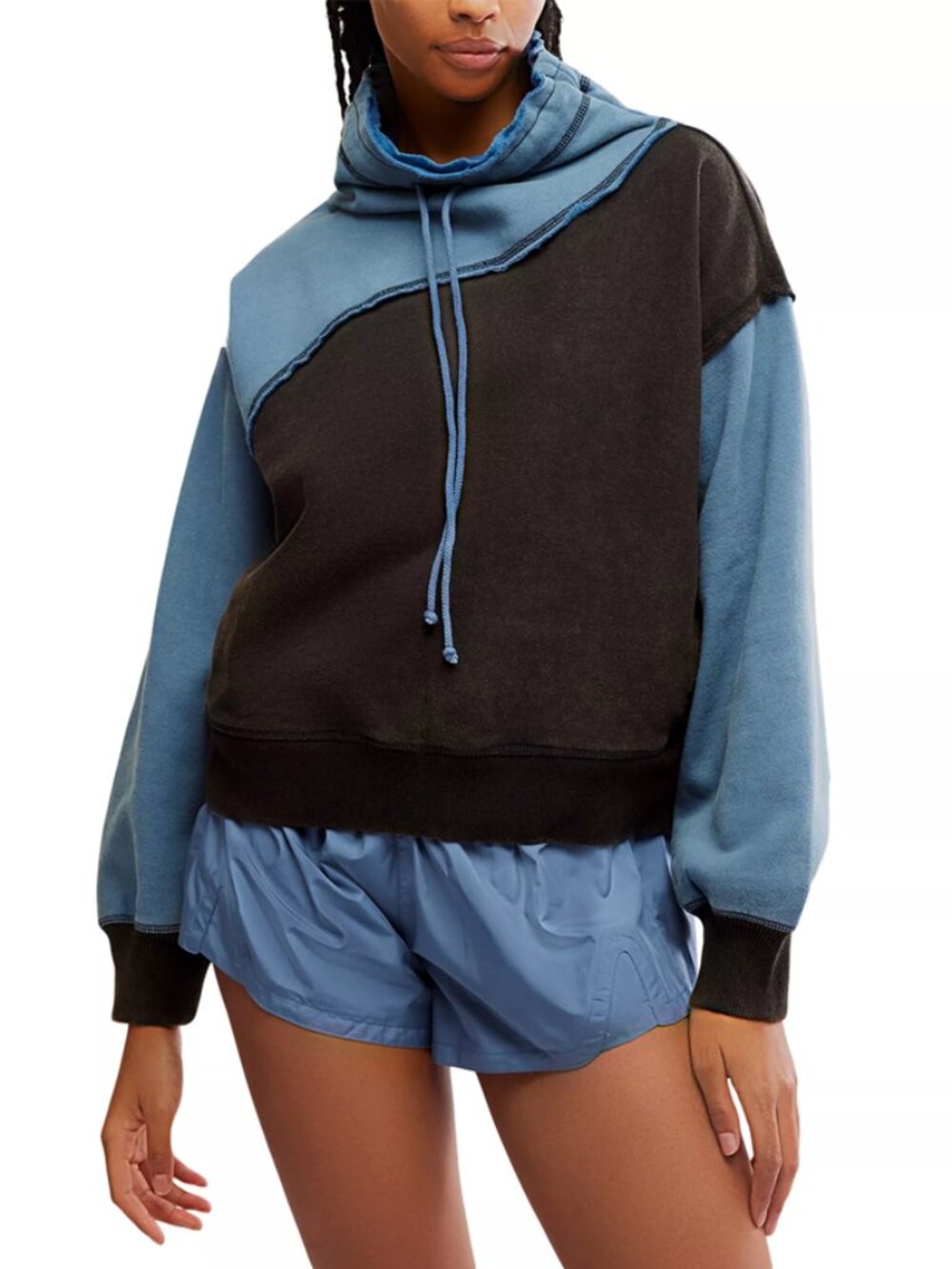 Free People Home Stretch Colorblock Pullover Oversized Drawstring Top M